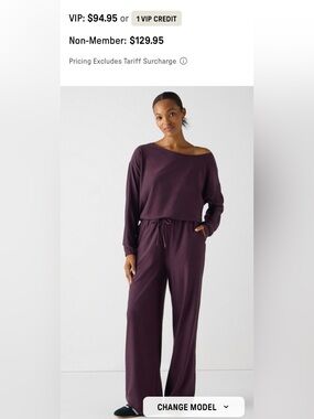 Fabletics Plum Off-Shoulder Wide-Leg Jumpsuit